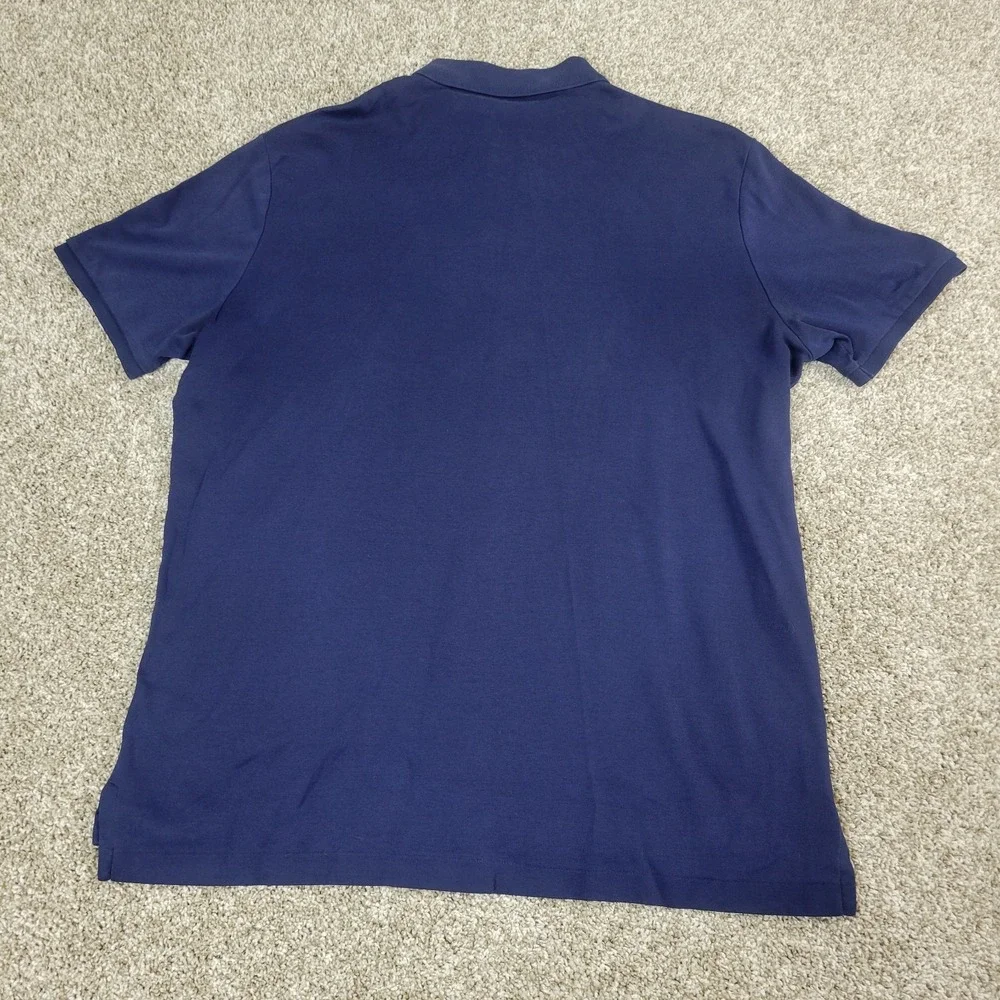 Polo Ralph Lauren Mens Large Solid Navy White Pony Stretch Knit Short Sleeve